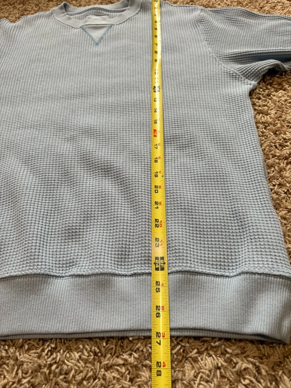 Aerie Light Blue Waffle-Knit Crewneck Sweater Womens size XS oversized fit